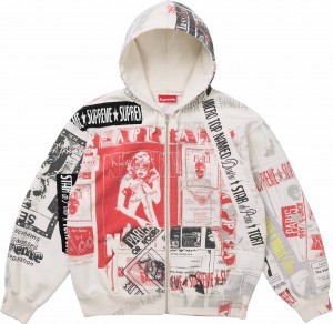 Bluza Supreme Collage Zip Up Hooded Białe | Polska-258917