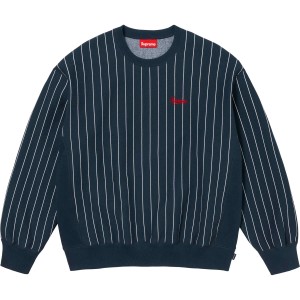 Bluza Supreme Pinstripe Crewneck Granatowe | Polska-981705