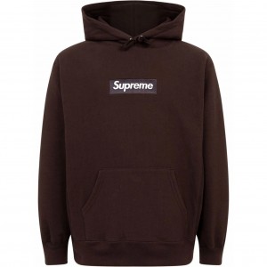 Bluza z Kapturem Supreme Box Logo Brązowe | Polska-802415