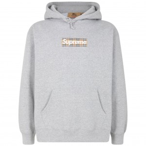 Bluza z Kapturem Supreme X Burberry Box Logo Szare | Polska-731486