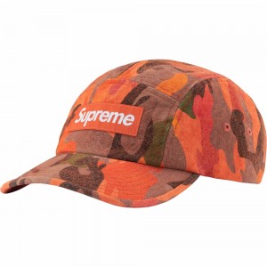 Czapki Supreme Washed Płócienne Camp Pomarańczowe Camo | Polska-296850