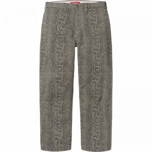 Spodnie Supreme Snake Print Chino Oliwkowe | Polska-386024