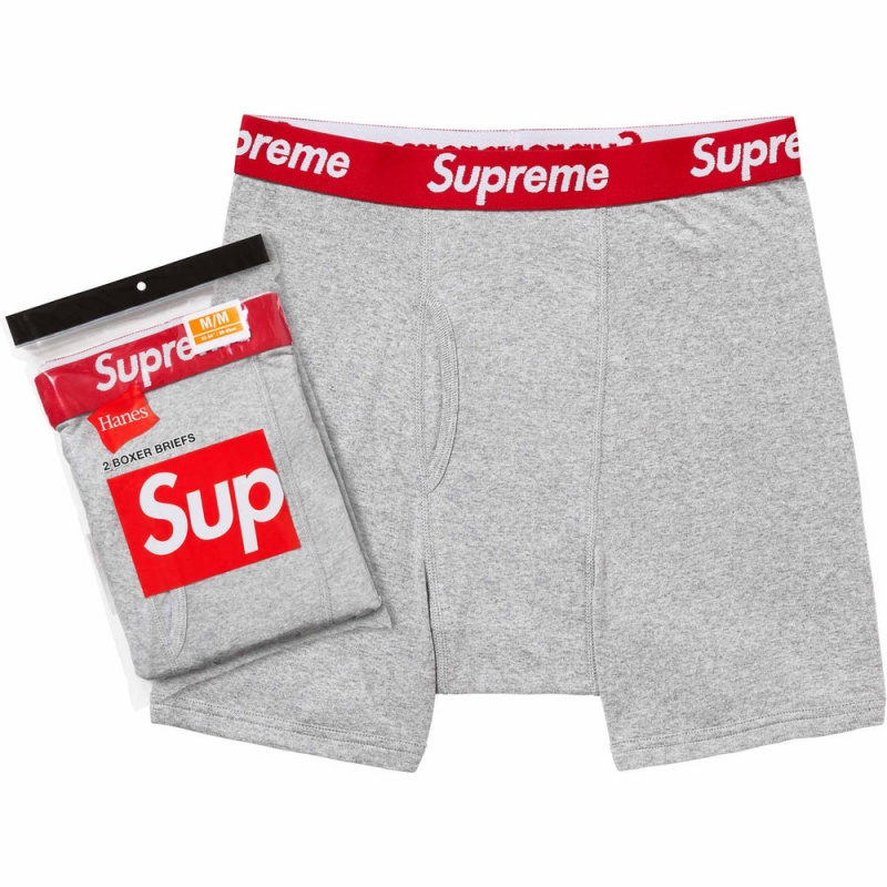 Bielizny Supreme Hanes® Bokser Briefs (2 Pack) Szare | Polska-946108