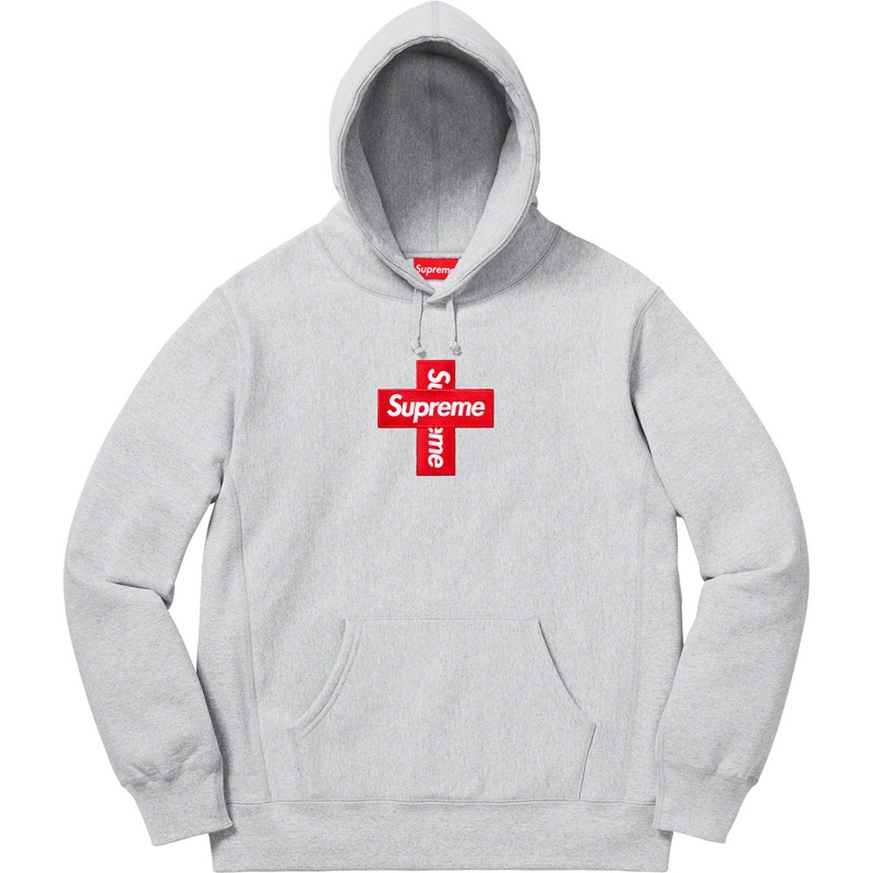 Bluza Supreme Cross Box Logo Hooded Szare | Polska-429518