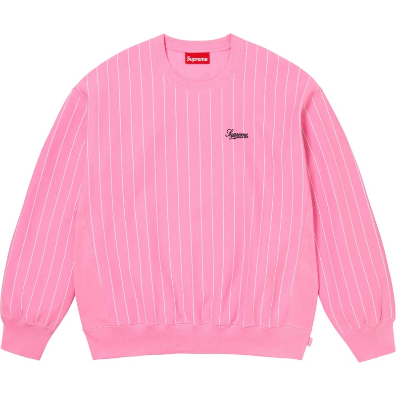 Bluza Supreme Pinstripe Crewneck Różowe | Polska-820753