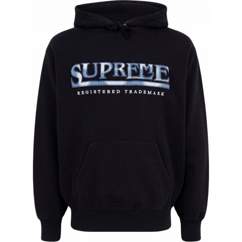 Bluza z Kapturem Supreme Denim Logo Czarne | Polska-305891