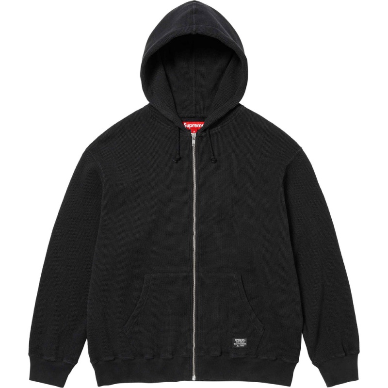 Bluza z Kapturem Supreme Hooded Zip Up Thermal Czarne | Polska-398172