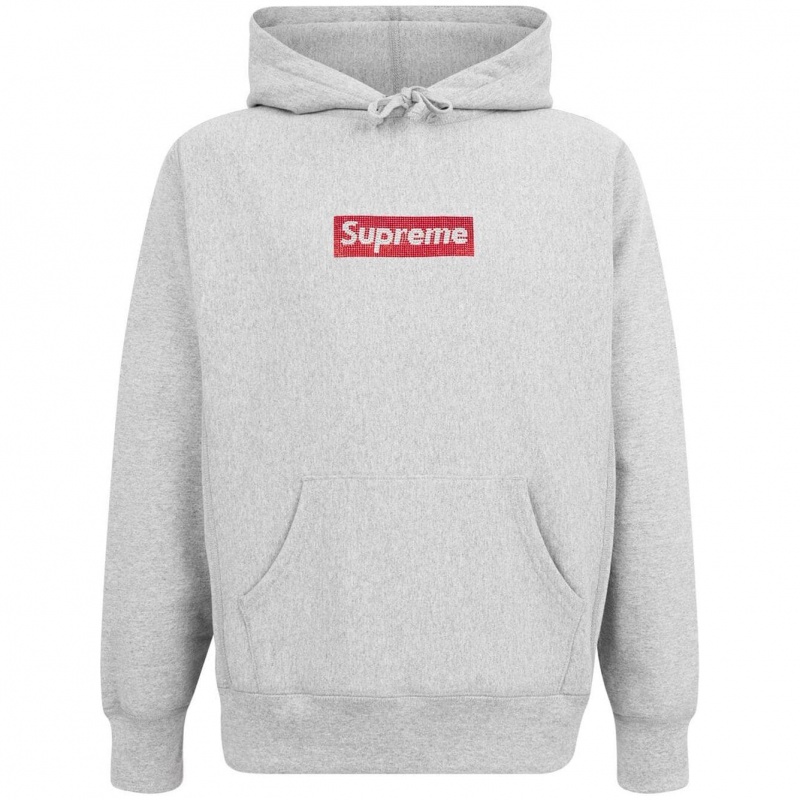 Bluza z Kapturem Supreme Swarovski Box Logo hoodie Szare | Polska-048163