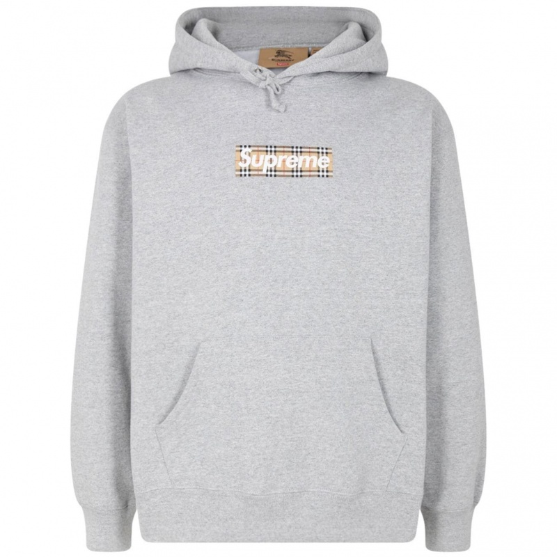 Bluza z Kapturem Supreme X Burberry Box Logo Szare | Polska-731486