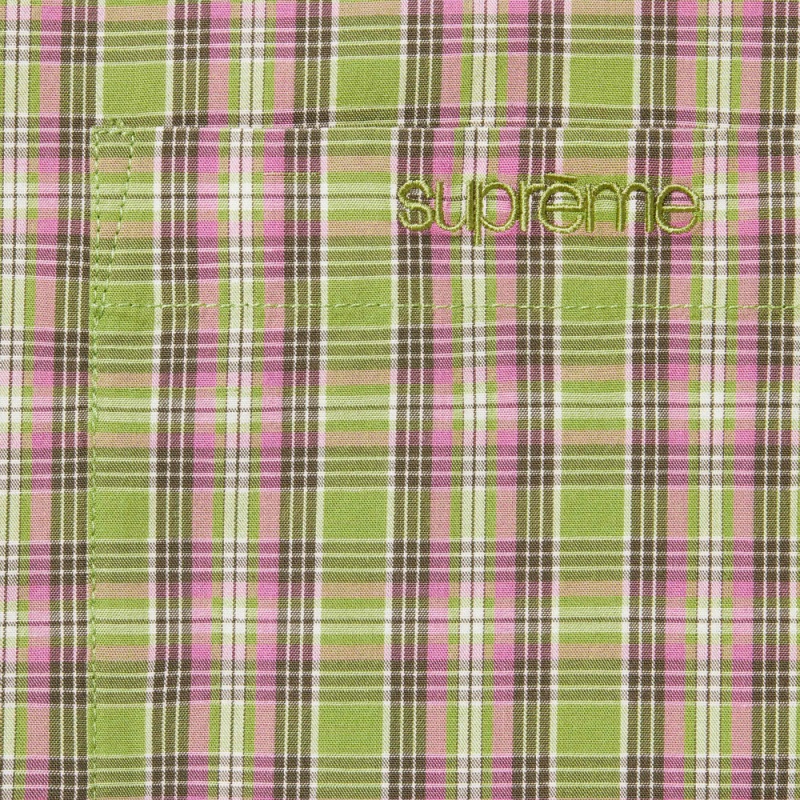 Koszule Supreme Loose Fit Mini Plaid S/S Zielone | Polska-982460