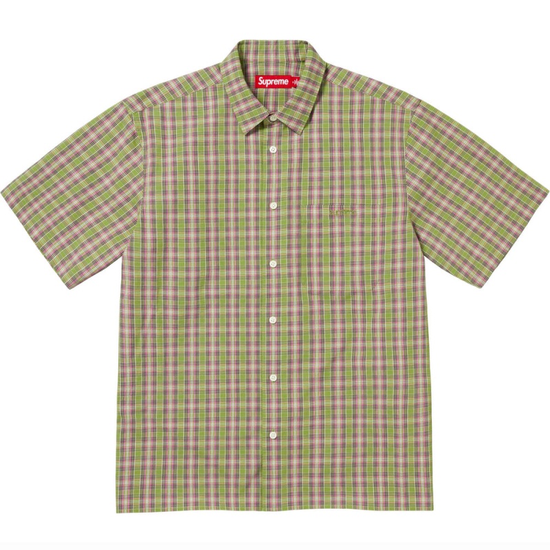 Koszule Supreme Loose Fit Mini Plaid S/S Zielone | Polska-982460