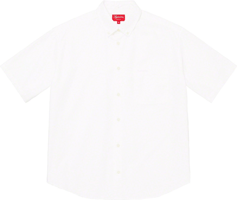 Koszule Supreme Loose Fit S/S Oxford Białe | Polska-036971