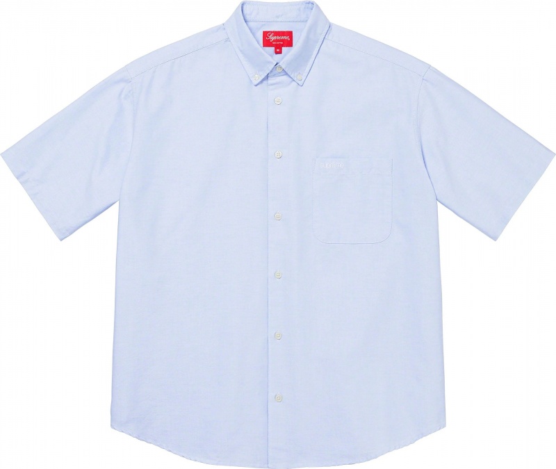 Koszule Supreme Loose Fit S/S Oxford Głęboka Niebieskie | Polska-106358