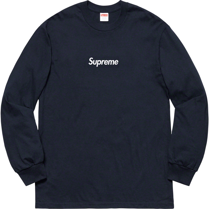 Koszulka Supreme Box Logo L/S Tee Granatowe | Polska-960435