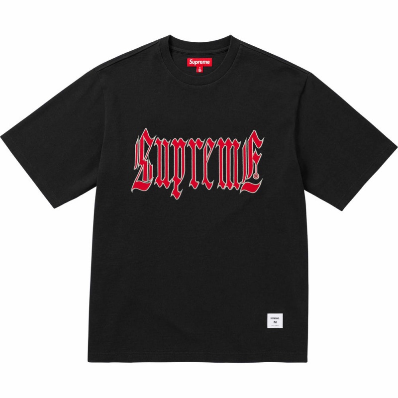 Koszulka Supreme Old English S/S Top Czarne | Polska-890236