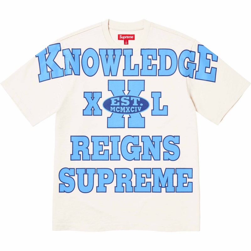 Koszulka Supreme Overprint Knowledge S/S Top Kremowe | Polska-263987