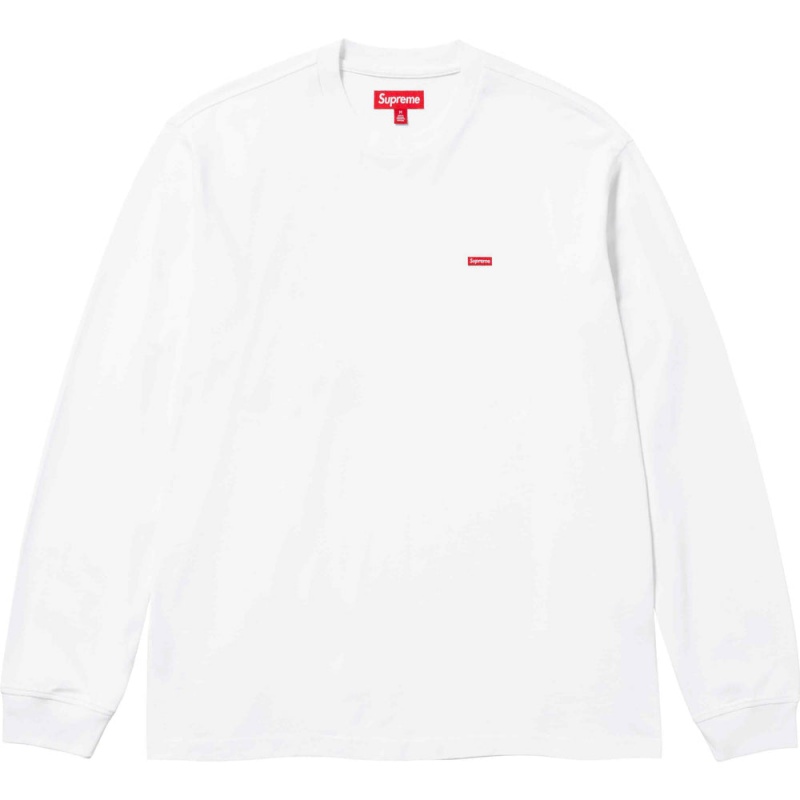 Koszulka Supreme Small Box L/S Tee Białe | Polska-861547