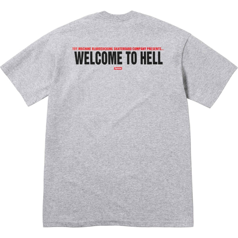 Koszulka Supreme Toy Machine Welcome To Hell Tee Szare | Polska-251870