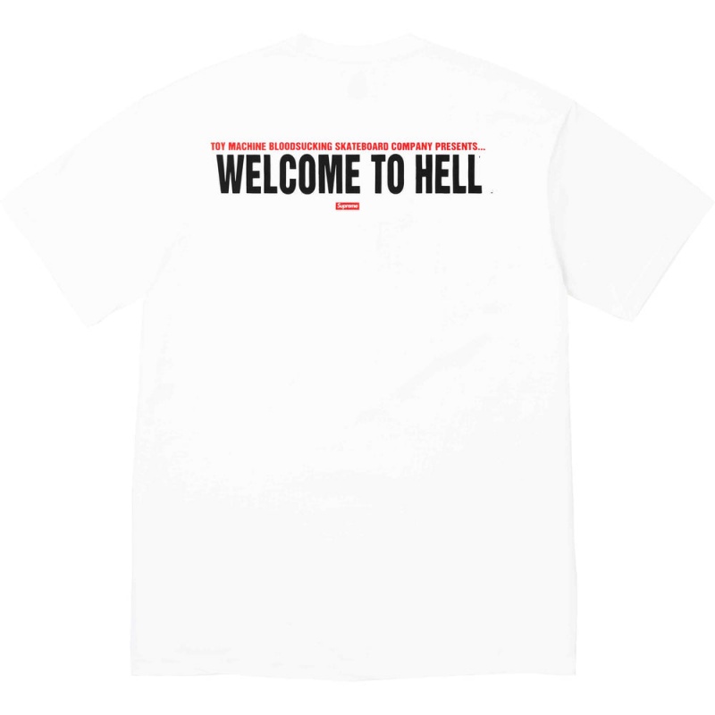 Koszulka Supreme Toy Machine Welcome To Hell Tee Białe | Polska-390157