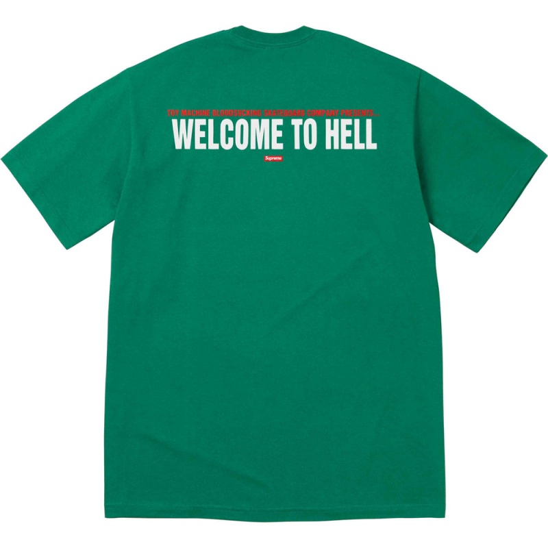 Koszulka Supreme Toy Machine Welcome To Hell Tee Jasny Zielone | Polska-423968