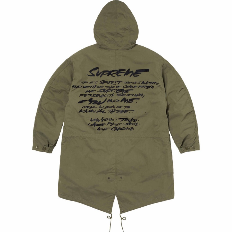 Kurtki Supreme Futura Fishtail Parka Oliwkowe | Polska-968457