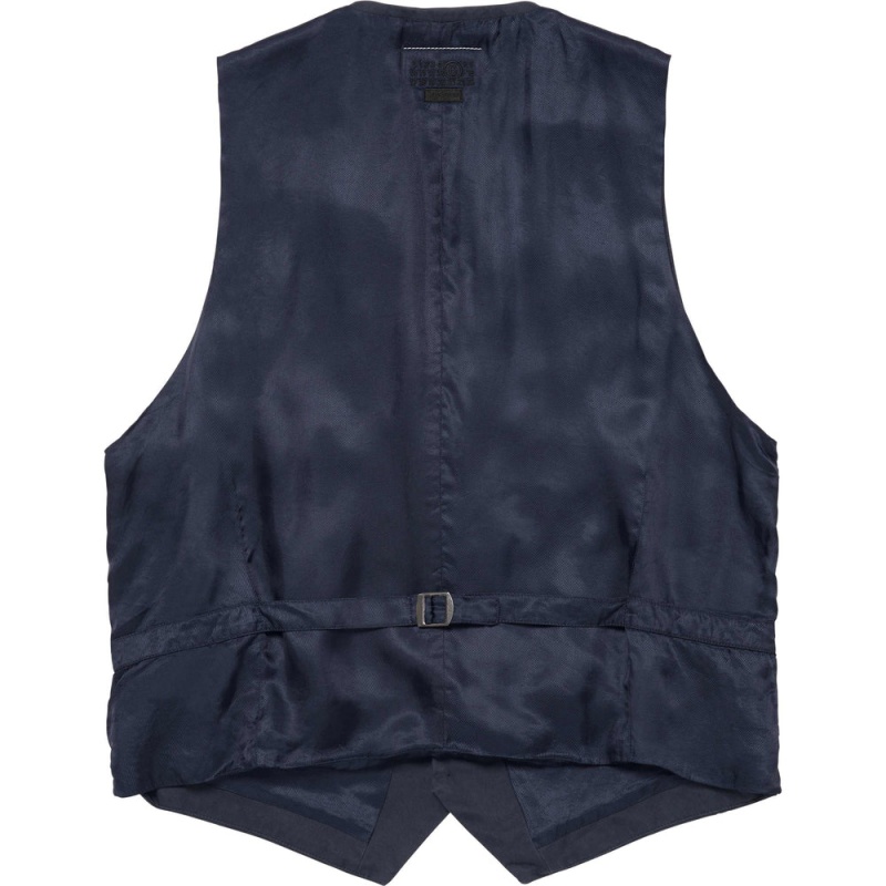 Kurtki Supreme MM6 Maison Margiela Washed Bawełniane Suit Vest Granatowe | Polska-967501