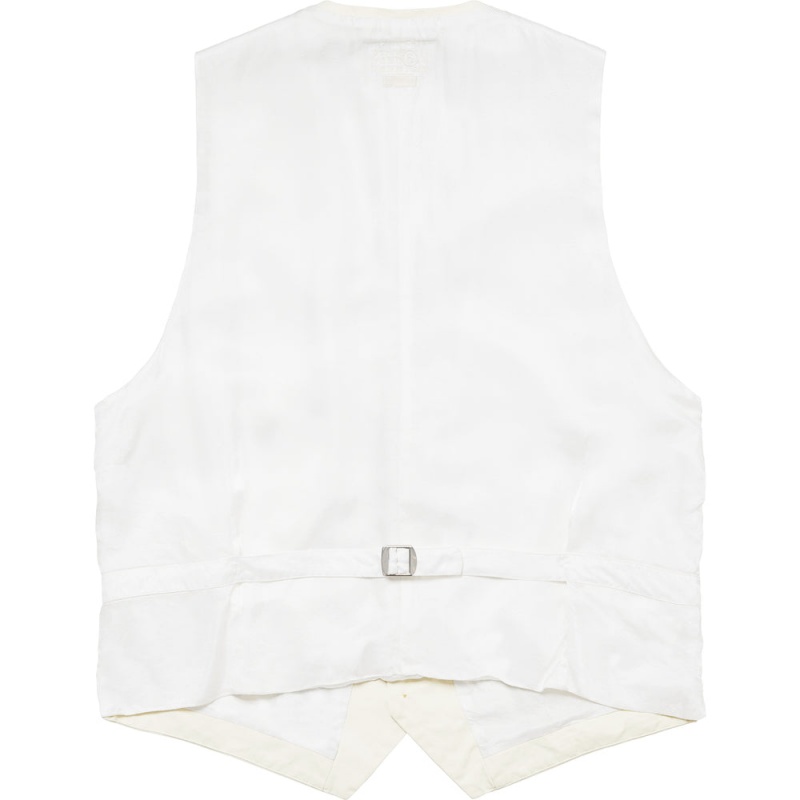 Kurtki Supreme MM6 Maison Margiela Washed Bawełniane Suit Vest Kremowe | Polska-492503