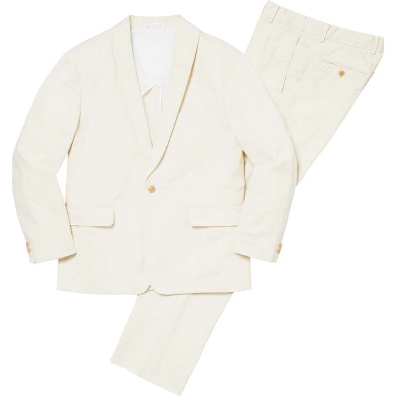 Kurtki Supreme MM6 Maison Margiela Washed Bawełniane Suit Kremowe | Polska-682910