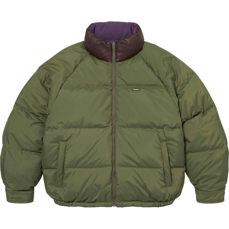 Kurtki Supreme Reversible Down Puffer Fioletowe | Polska-948572