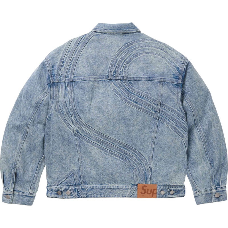 Kurtki Supreme S Logo Denim Trucker Niebieskie | Polska-125463