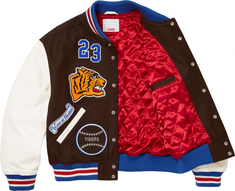 Kurtki Supreme Tiger Varsity Brązowe | Polska-092368