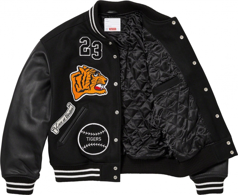 Kurtki Supreme Tiger Varsity Czarne | Polska-642781