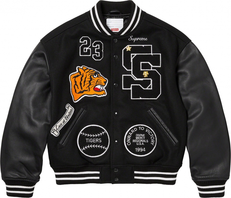 Kurtki Supreme Tiger Varsity Czarne | Polska-642781