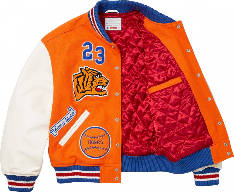 Kurtki Supreme Tiger Varsity Pomarańczowe | Polska-814957