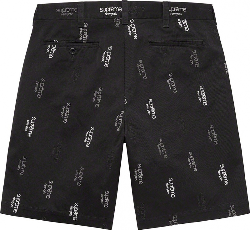 Spodenki Supreme Klasyczne Logo Chino Czarne | Polska-956247