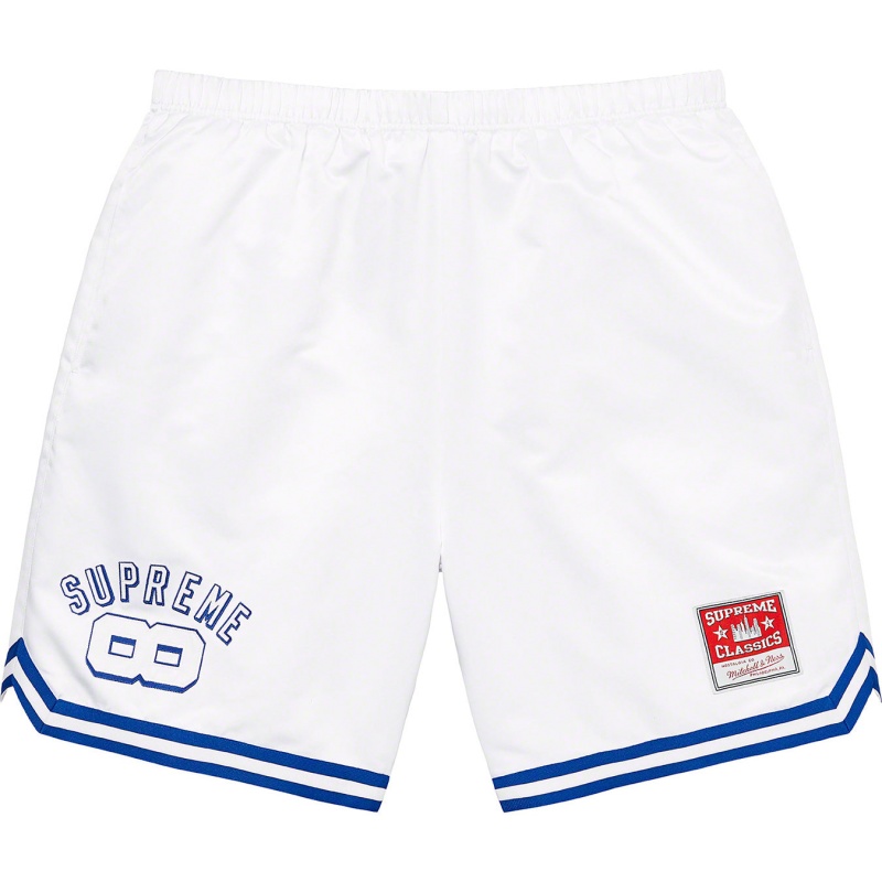 Spodenki Supreme Mitchell & Ness® Satin Basketball Białe | Polska-346815