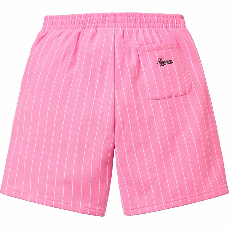 Spodenki Supreme Pinstripe Sweatshort Różowe | Polska-129708