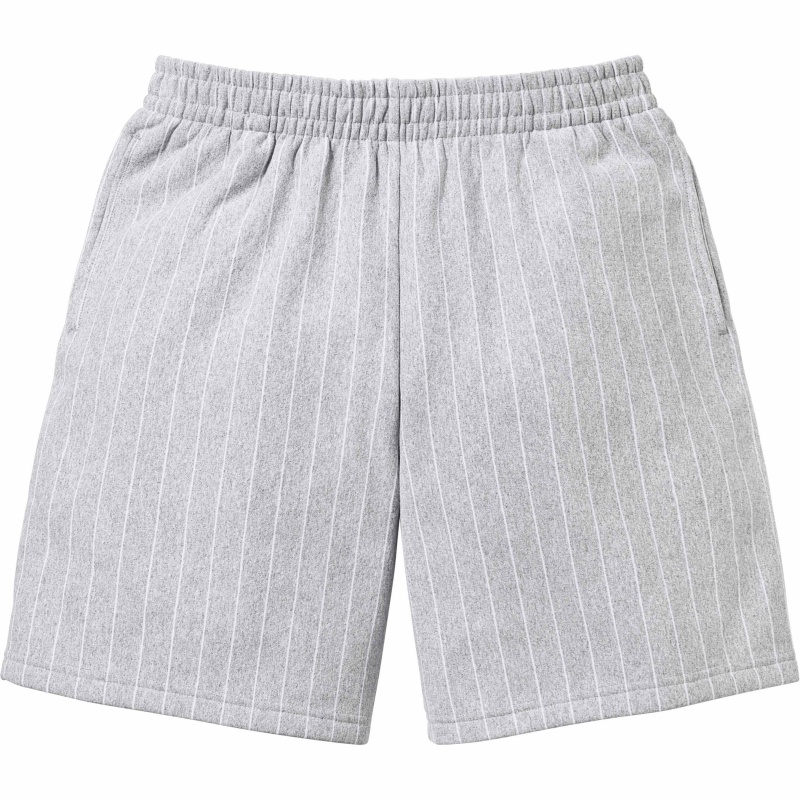 Spodenki Supreme Pinstripe Sweatshort Szare | Polska-932647