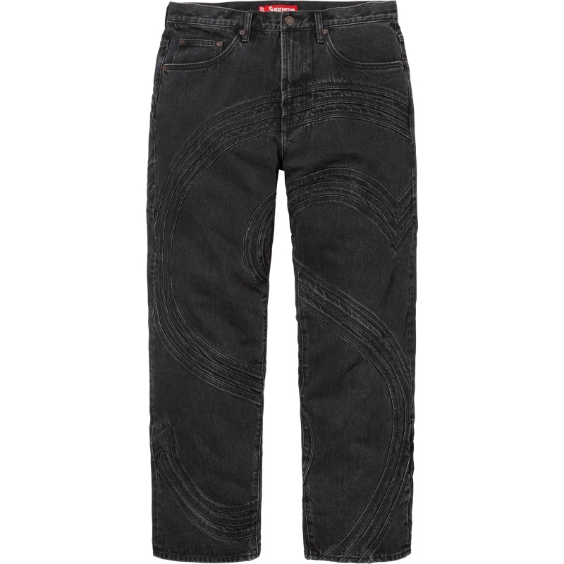 Spodnie Supreme S Logo Loose Fit Jean Czarne | Polska-143856