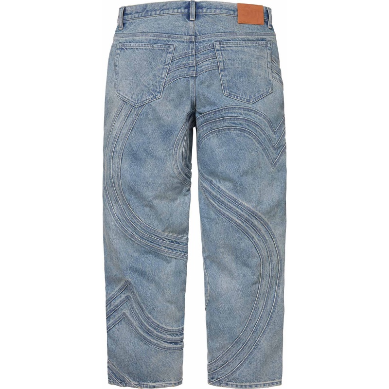 Spodnie Supreme S Logo Loose Fit Jean Niebieskie | Polska-865712