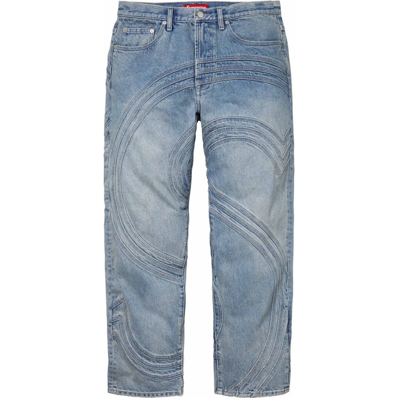 Spodnie Supreme S Logo Loose Fit Jean Niebieskie | Polska-865712