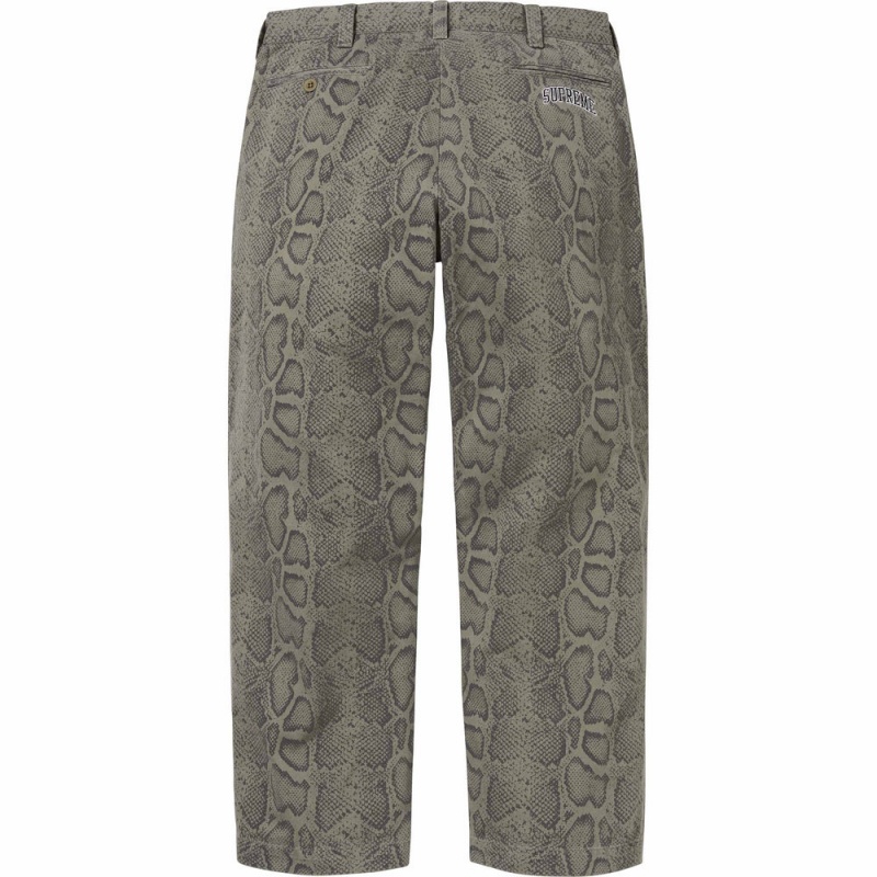 Spodnie Supreme Snake Print Chino Oliwkowe | Polska-386024