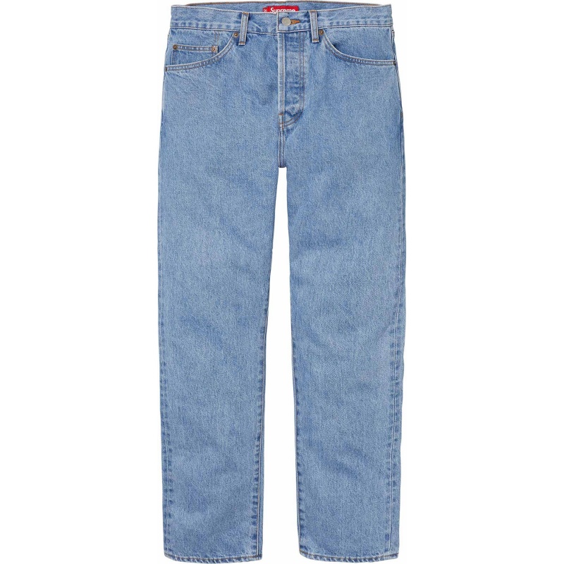 Spodnie Supreme Stone Washed Slim Selvedge Jean Szare Indygo | Polska-310245