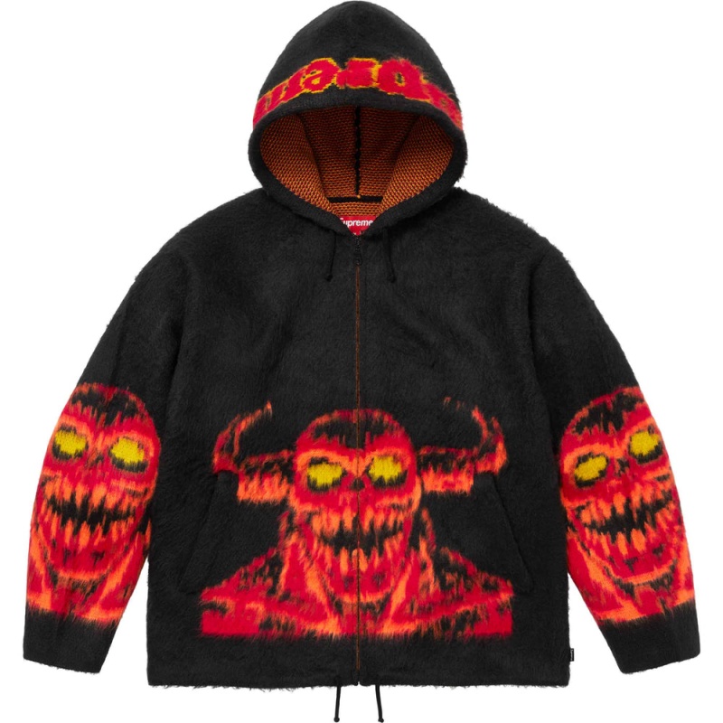 Swetry Supreme Toy Machine Zip Up Hooded Czarne | Polska-092435